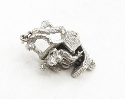 925 Sterling Silver  Vintage Petite Man Pushing Carriage Drop Pendant  PT7688