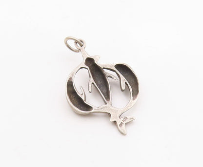 925 Sterling Silver  Vintage Coiled Longnose Fish Knot Pendant  PT20161