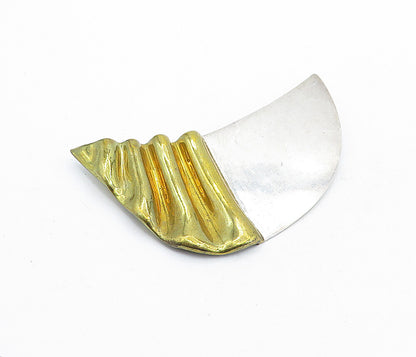 MEXICO 925 Sterling Silver  Vintage Two Tone Modernist Brooch Pin  BP2030