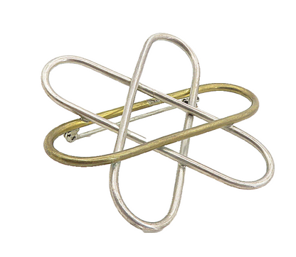 925 Sterling Silver  Vintage Two Tone Open Flower Design Brooch Pin  BP3214