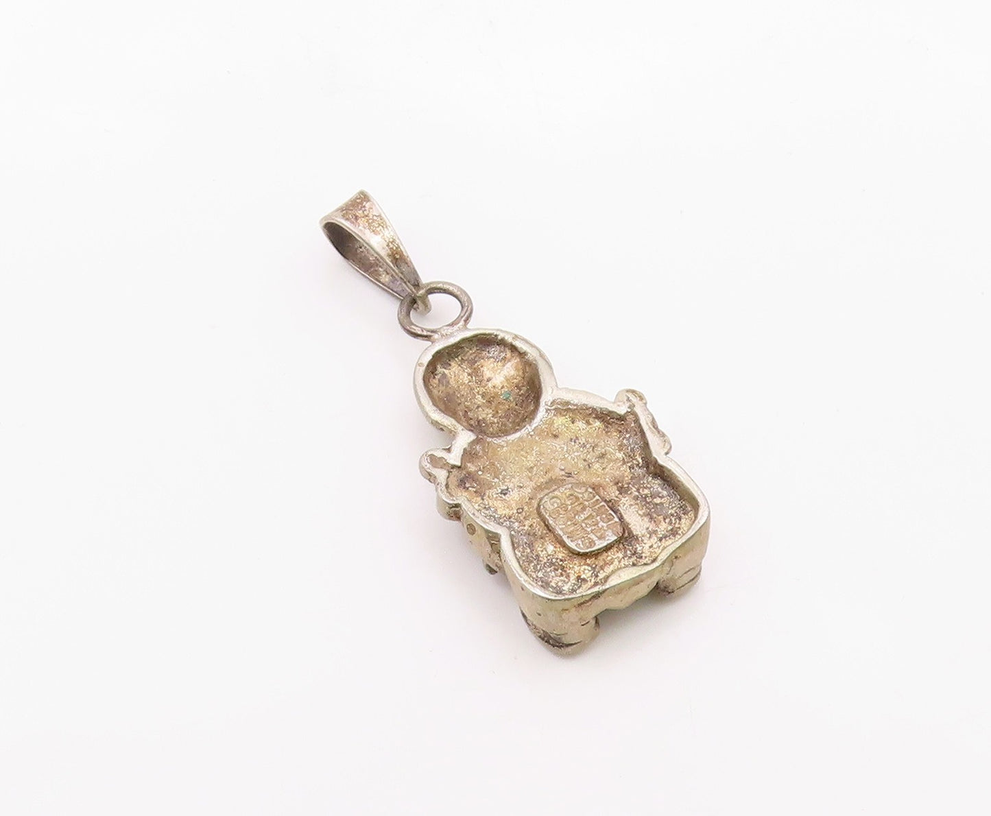 MEXICO 925 Sterling Silver  Vintage Dark Tone Sitting Old Lady Pendant  PT7857
