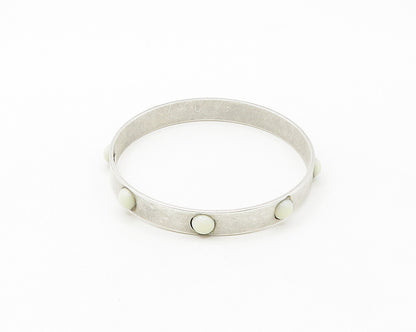 GERARD YOSCA 925 Silver  Vintage Cabochon White Onyx Bangle Bracelet  BT6977