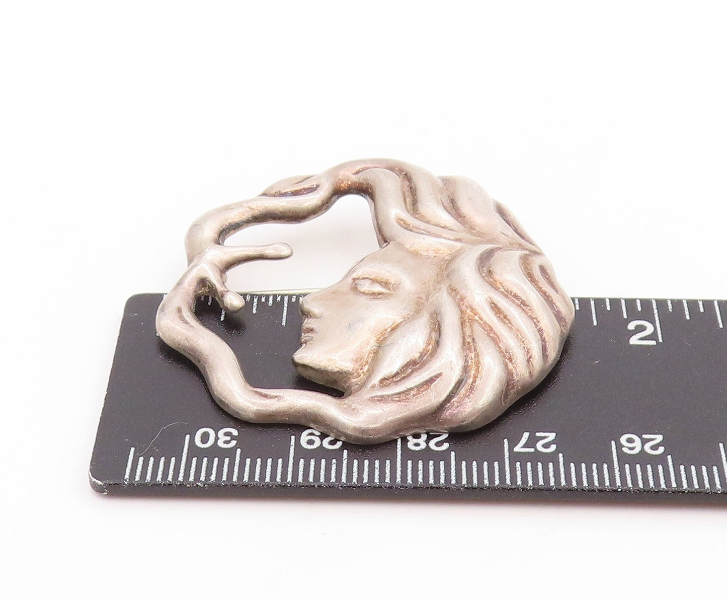 925 Sterling Silver Vintage Brooch Pin MEXICO Art Nouveau Moon Goddess  BP12260
