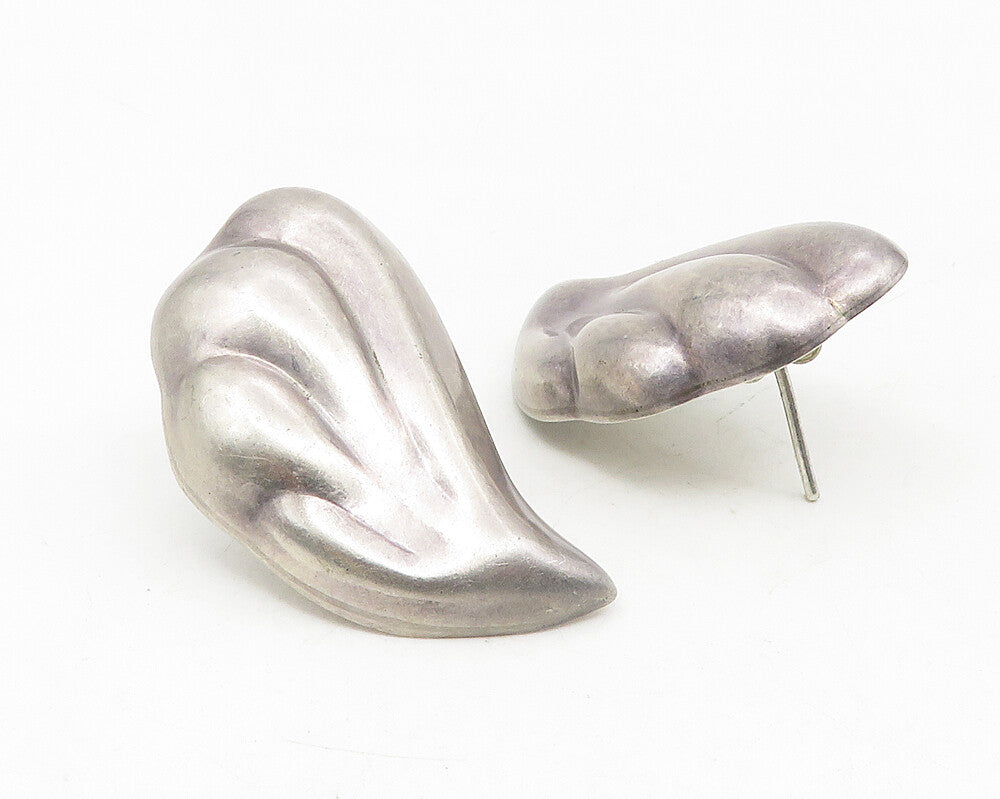 925 Sterling Silver  Vintage Shiny Hollow Fluted Design Drop Earrings  EG5508