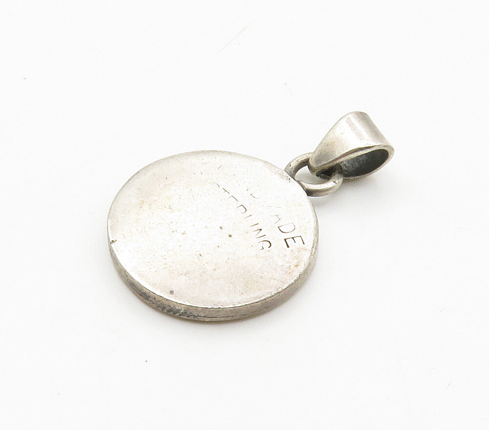 925 Sterling Silver Vintage Handmade Cutout Detail Round Pendant  PT12752