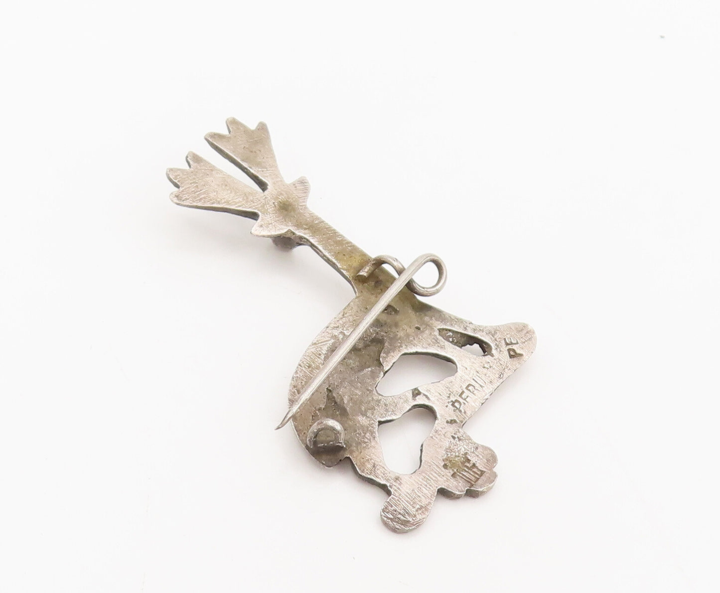 925 Sterling Silver  Vintage Antique Carved Deer On Branch Brooch Pin BP10415