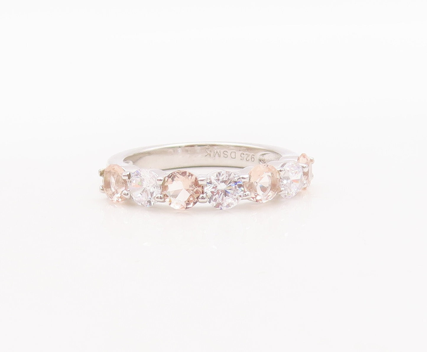 925 Sterling Silver Vintage Ring Minimalist Two Tone CZ Stackable  Sz 7  RG29470