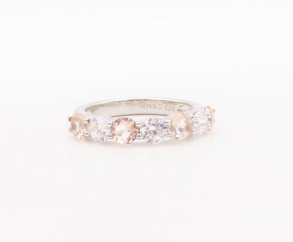 925 Sterling Silver Vintage Ring Minimalist Two Tone CZ Stackable  Sz 7  RG29470