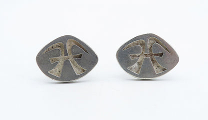 925 Sterling Silver  Vintage Shiny Stamped Design Whale Back Cuff Links TR1275