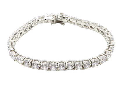 925 Sterling Silver  Sparkling Round Cut Cubic Zirconia Tennis Bracelet BT6522
