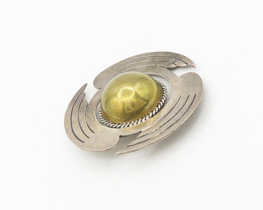 MEXICO 925 Sterling Silver  Vintage Shiny Two Tone Dome Brooch Pin  BP7219