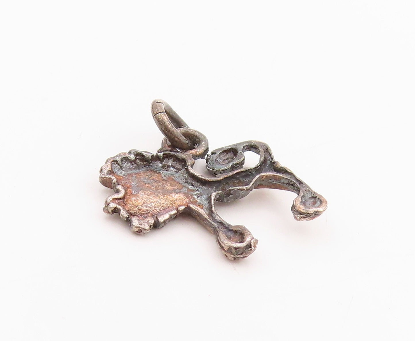 925 Sterling Silver Vintage Pendant Dark Tone Carved Poodle Charm  PT24531