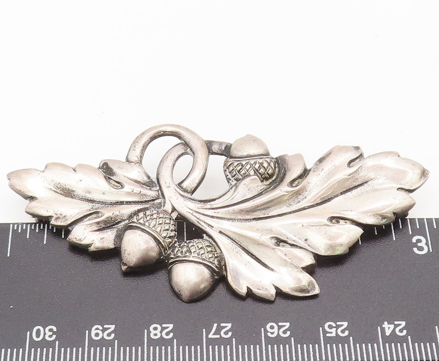 VIKINGCRAFT 925 Sterling Silver Vintage Leafy Nut Antique Brooch Pin  BP10498
