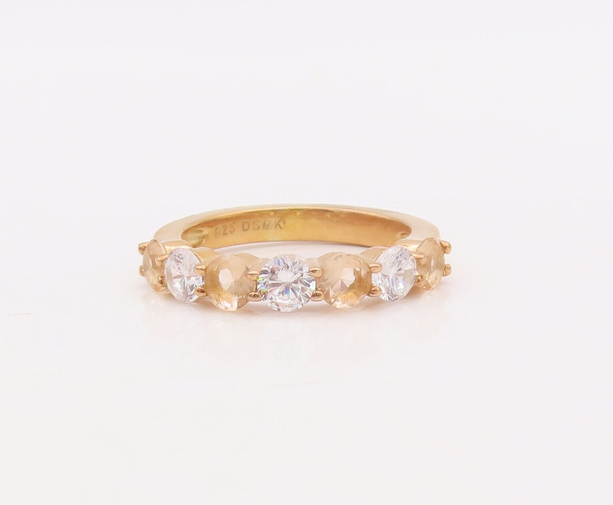 925 Sterling Silver Vintage Ring Gold Plated Stackable CZ Bands  Sz 7  RG29926