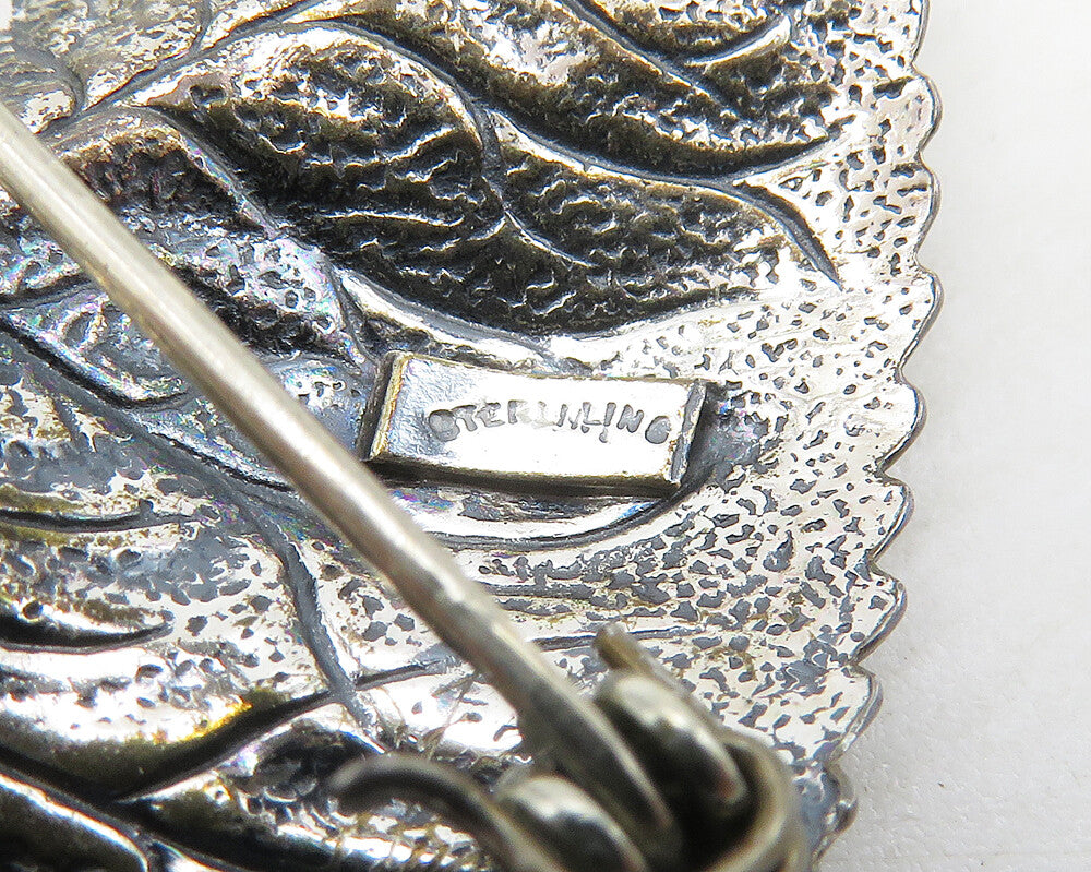 925 Sterling Silver  Vintage Shiny Single Floral Leaf Motif Brooch Pin  BP7072