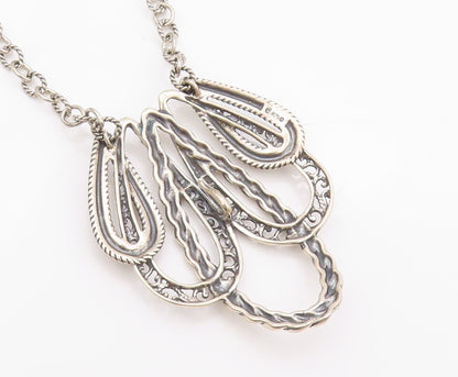925 Sterling Silver Vintage Necklace CAROLYN POLLACK Swirly Designer Cut  NE4504