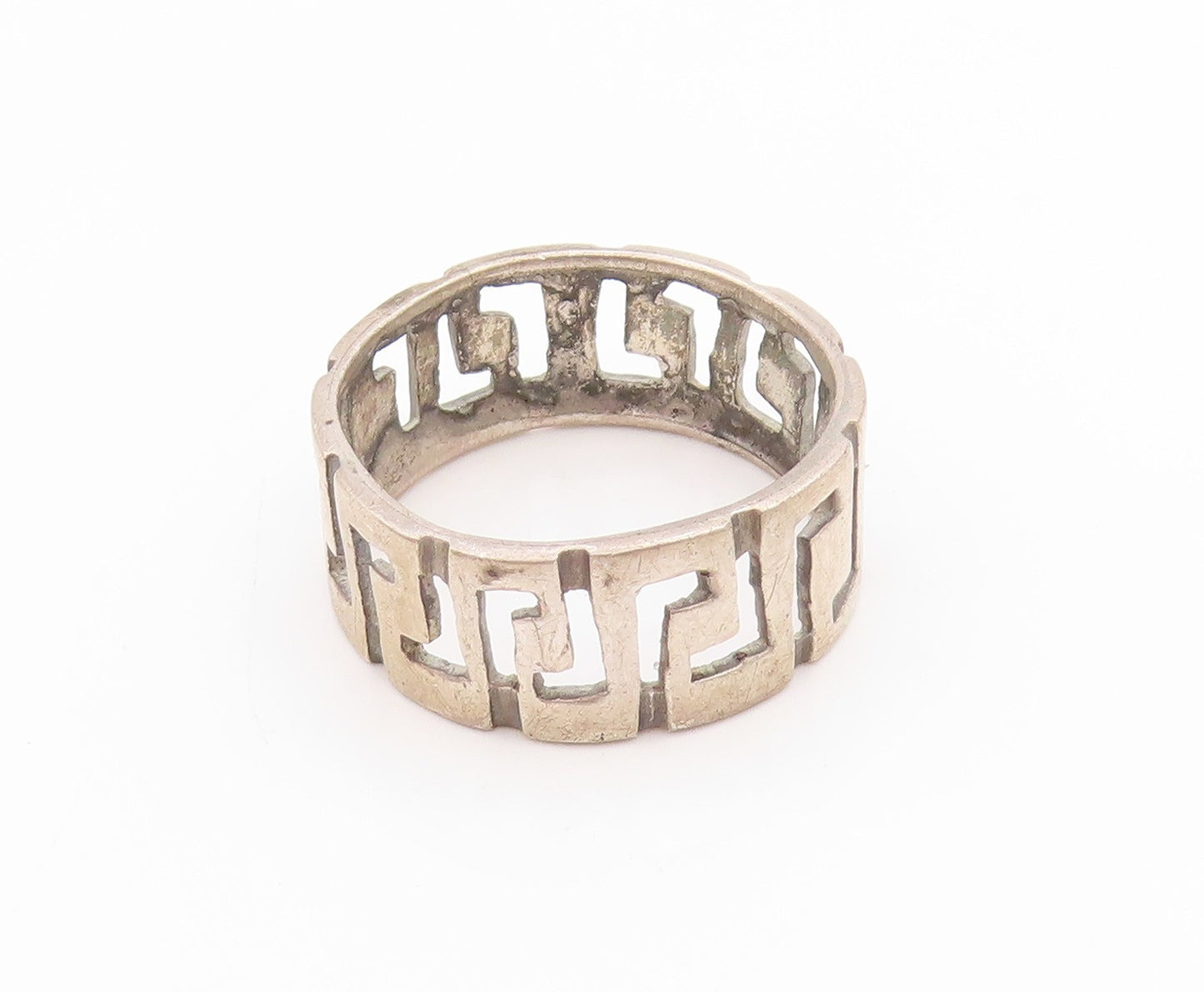 925 Sterling Silver Vintage Ring Antique Maze Key Design Cutout Sz 12.5  RG33361