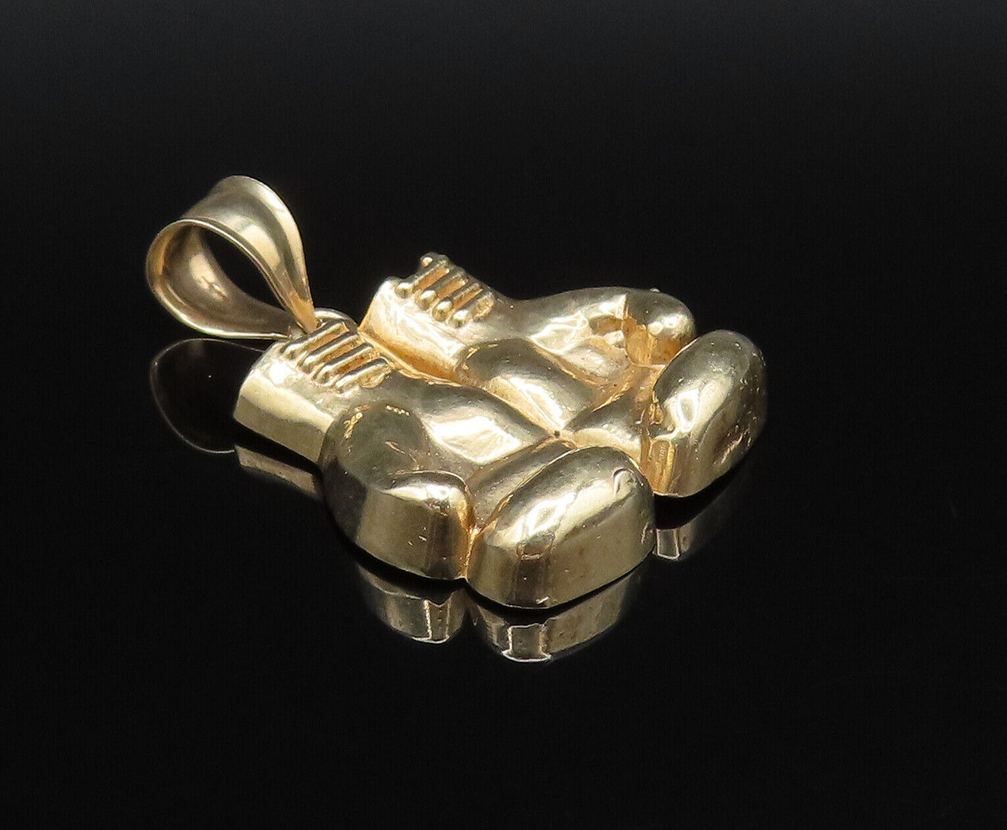 10K GOLD  Vintage Carved Pair Of Boxing Gloves Pendant  GP566