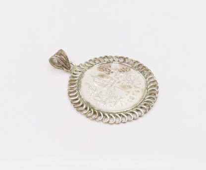 925 Sterling Silver  Vintage 2 Sided Austria King Fanz Joseph Pendant  PT22184