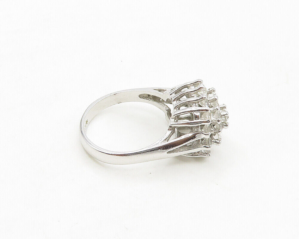 UNCAS 925 Sterling Silver  Prong Set Topaz Cluster Cocktail Ring Sz 8  RG17406