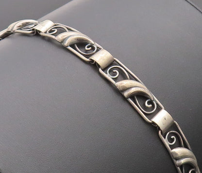 925 Sterling Silver Vintage Bracelet DENMARK Solid Swirly Carved Framed  BT10292