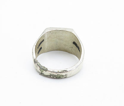 MEXICO 925 Silver  Vintage Oxidized Half Moon & Star Band Ring Sz 10  RG7403