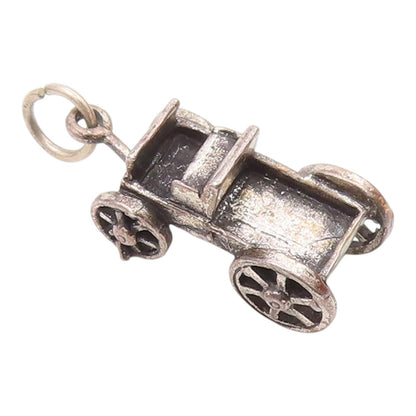 925 Sterling Silver  Vintage Old Fashioned Wagon Car Pendant  PT18232