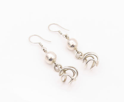 925 Sterling Silver Vintage Earrings Modernist Designer Drop Dangling  EG13505
