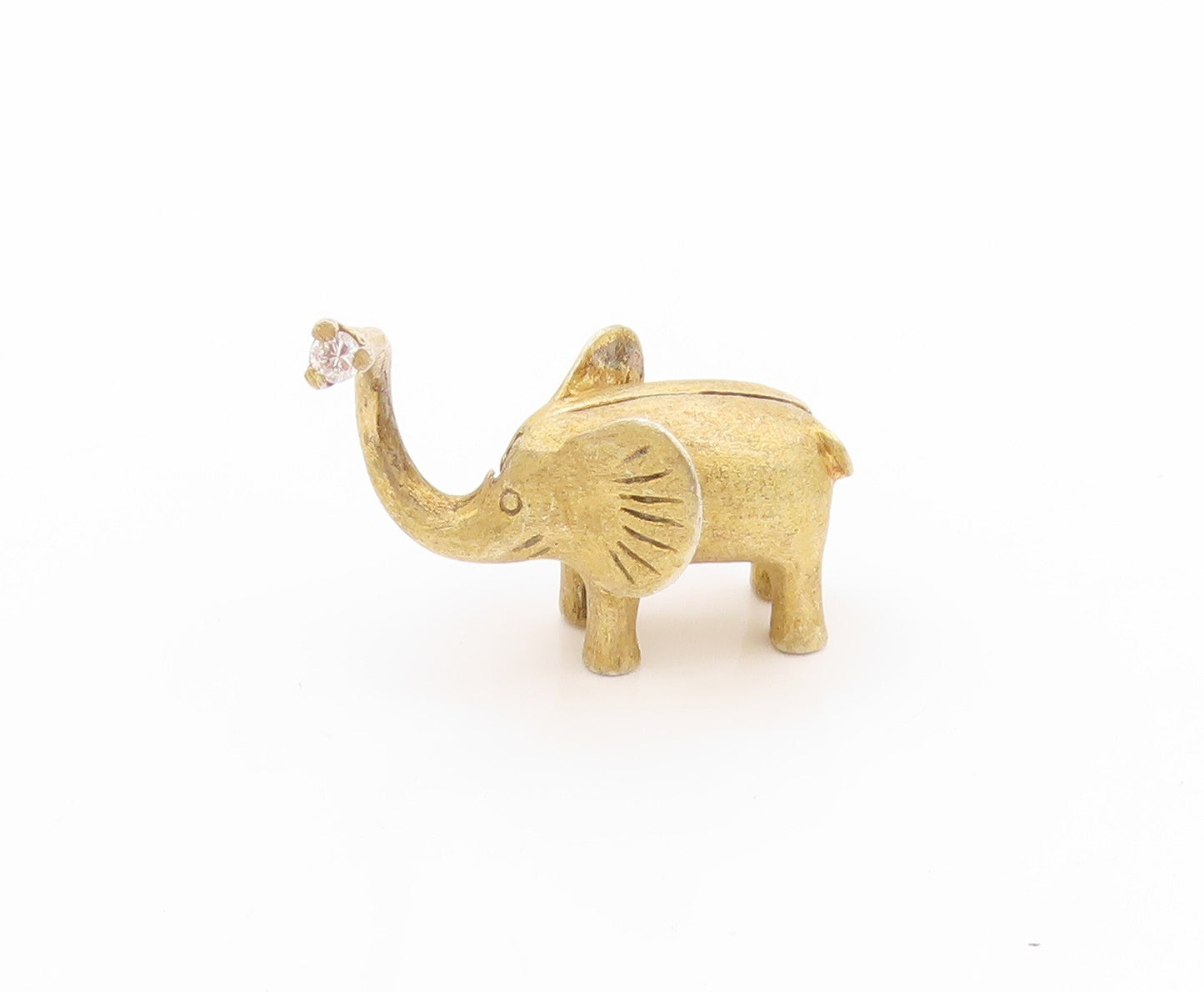925 Sterling Silver Vintage Pendant Gold Plated Designer CZ Elephant  PT24088