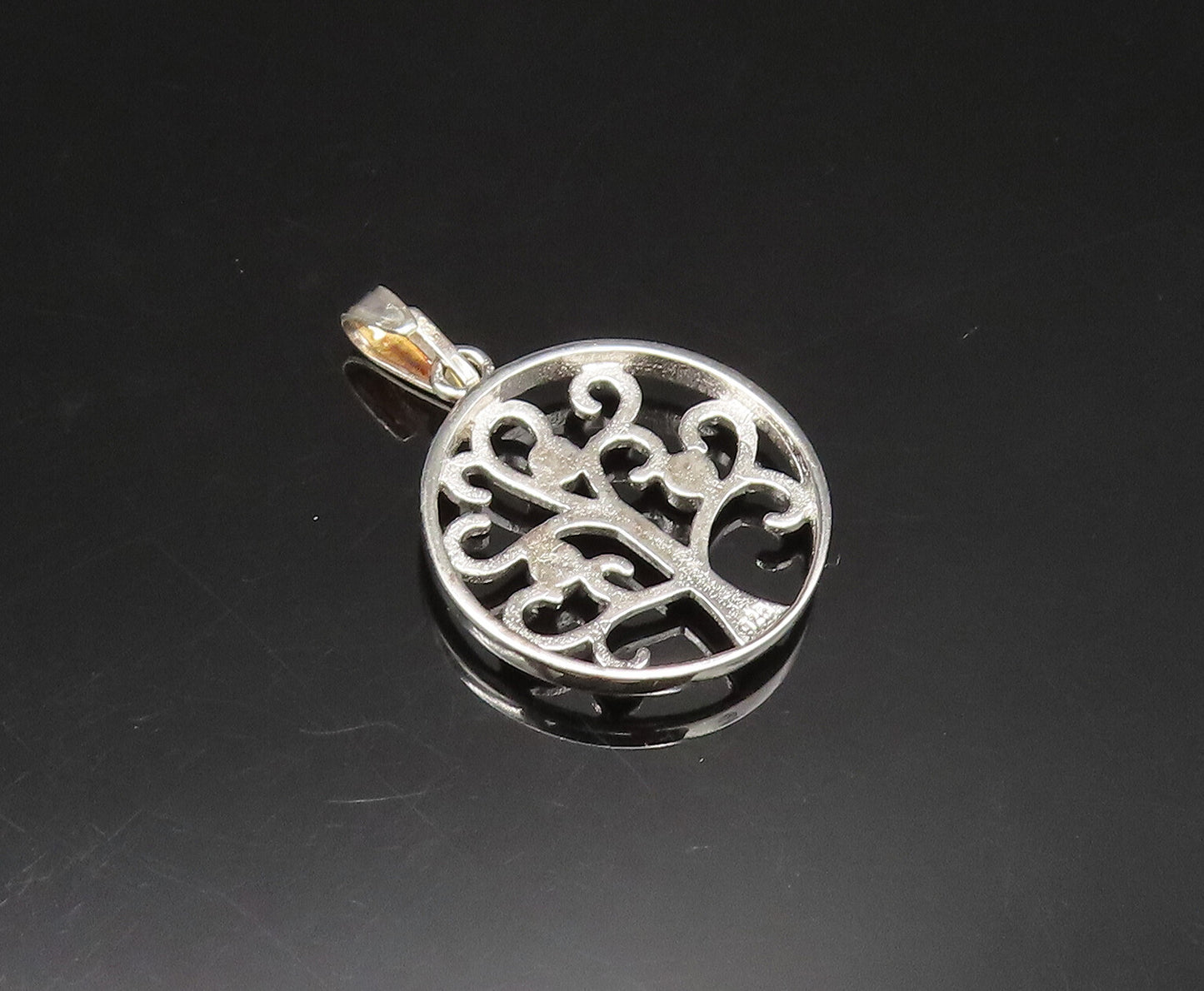 925 Silver  Vintage Amethyst Kunzite & Emerald Tree Of Life Pendant  PT21152