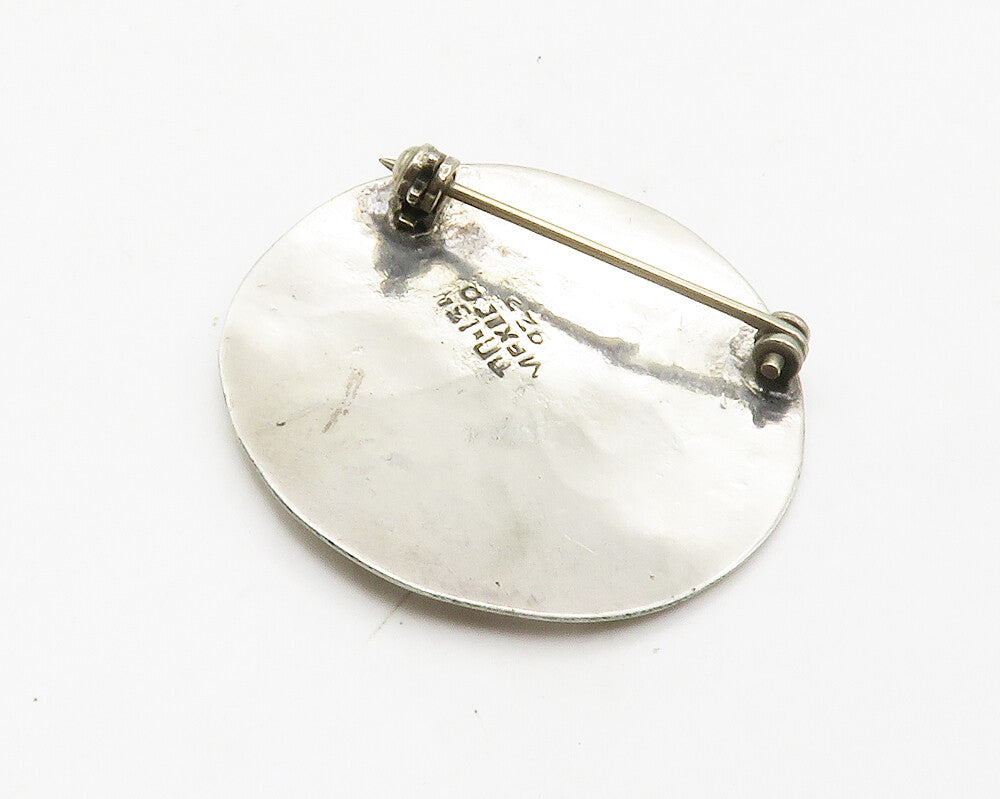 MEXICO 925 Sterling Silver  Vintage Etched Telling Secret Brooch Pin  BP5464