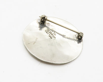 MEXICO 925 Sterling Silver  Vintage Etched Telling Secret Brooch Pin  BP5464