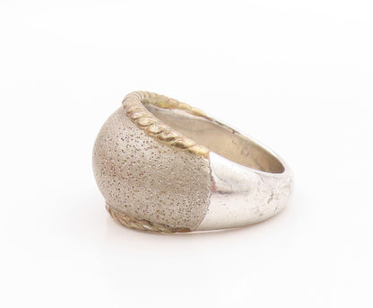 925 Sterling Silver Vintage Ring Twisted Rope Edges Solid Dome Band Sz 7 RG33555