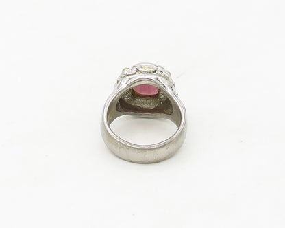 925 Sterling Silver & 14K GOLD  Inlaid Topaz Two Tone Band Ring Sz 7  RG17481