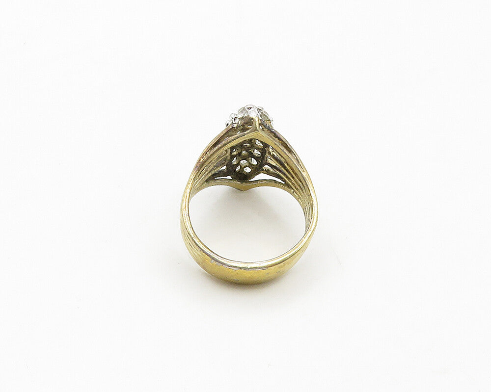 PANETTA 925 Silver  Vintage Topaz Gold Plated Cocktail Ring Sz 7.5  RG19335