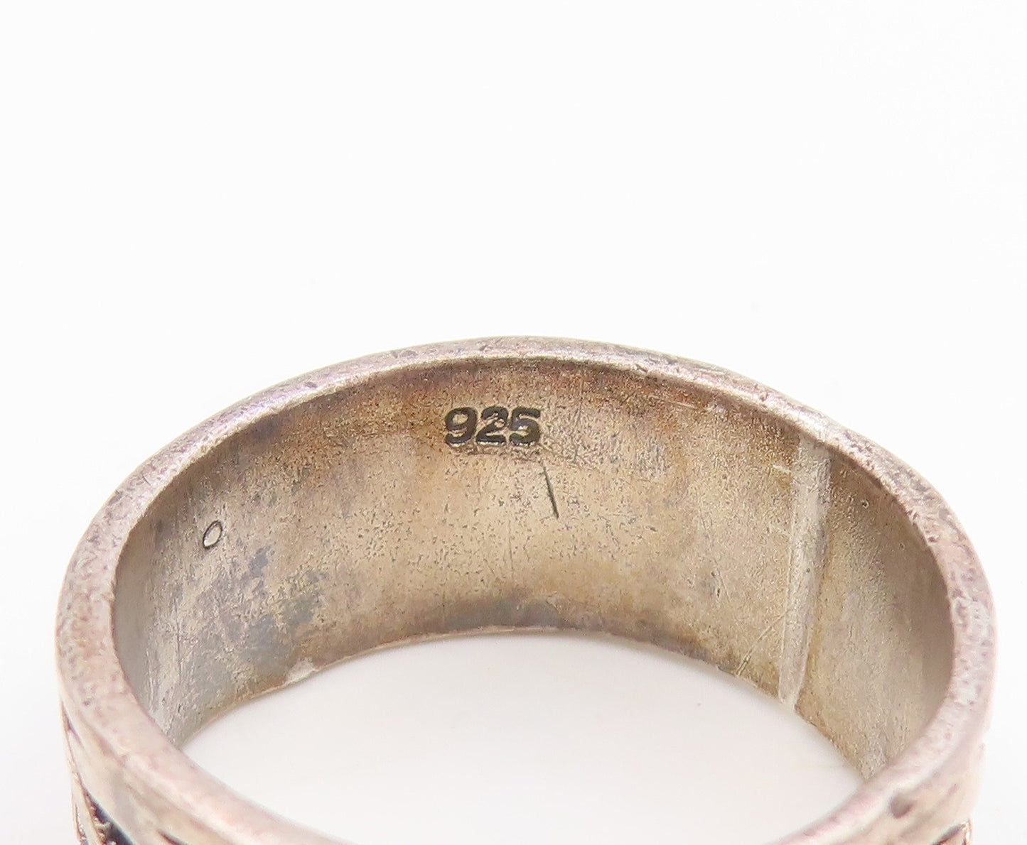 925 Sterling Silver Vintage Ring Classic Carved Celtic Knot Band  Sz 8  RG36202