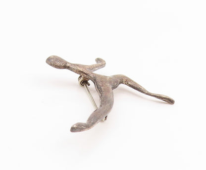 925 Sterling Silver Vintage Brooch Pin Modernist Abstract Dancing Figure BP12499