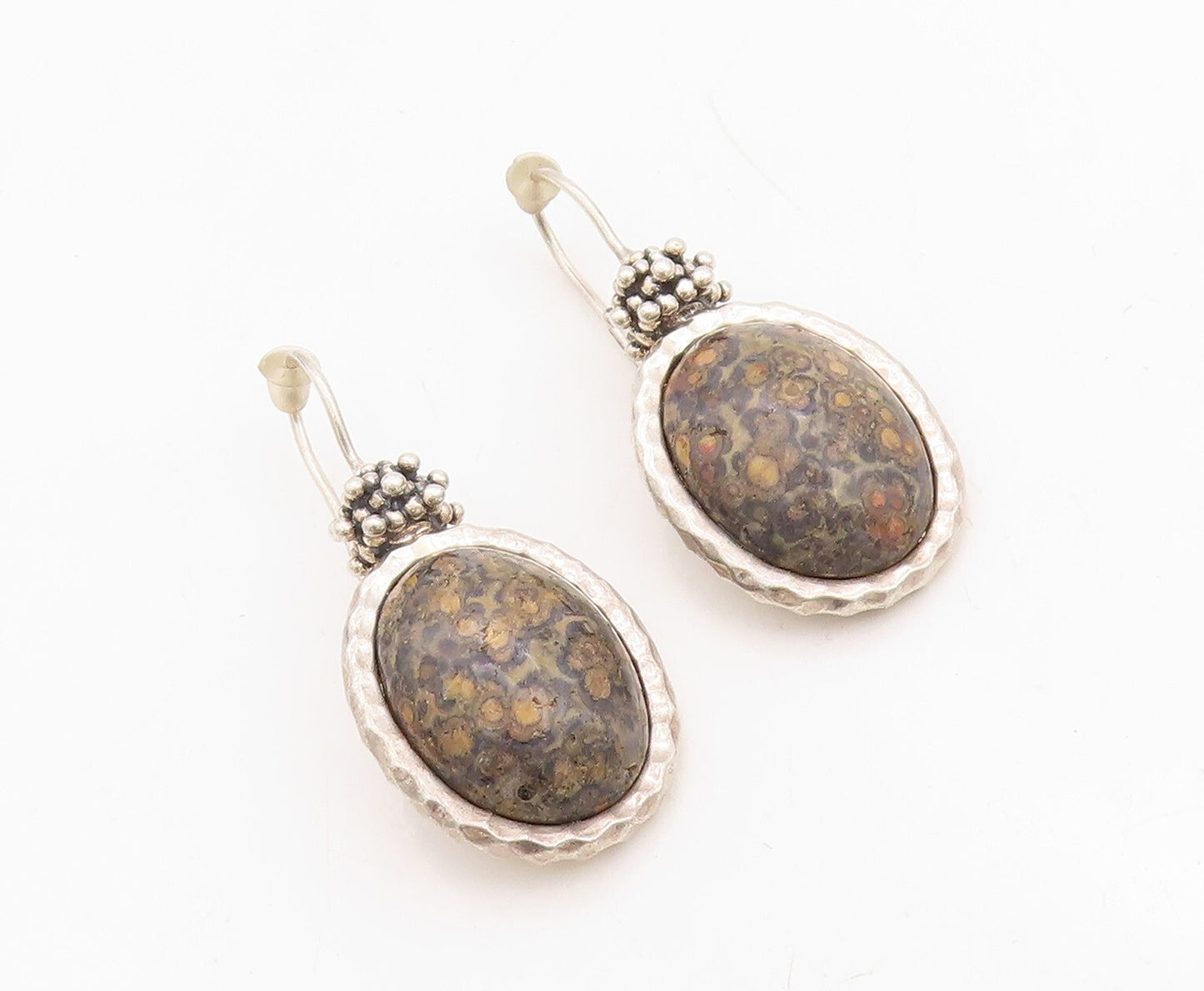925 Sterling Silver Vintage Earrings MICHAEL DAWKINS Oval Gemstone  EG13227