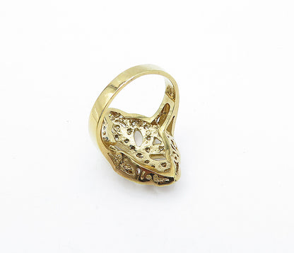 925 Sterling Silver  Vintage Cubic Zirconia Floral Cocktail Ring Sz 8  RG5163