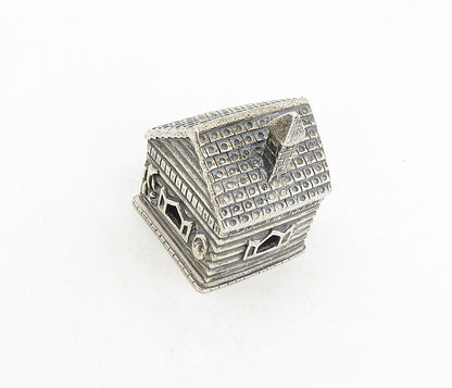 925 Sterling Silver  Vintage Petite Dark Tone Cottage House Trinket  TR1453