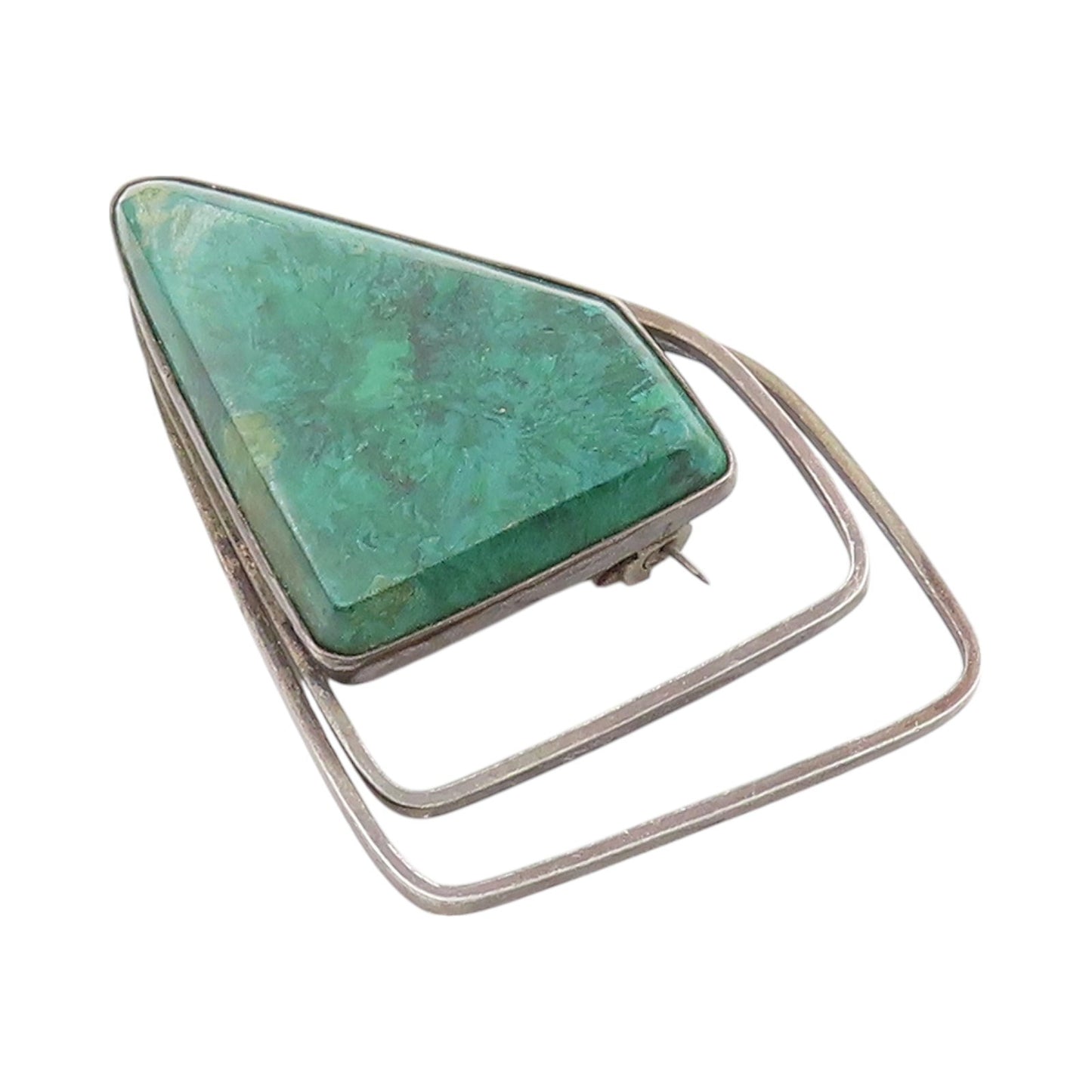 925 Sterling Silver Vintage Brooch ISRAEL Eilat Stone Oxidized Cutout  BP11617