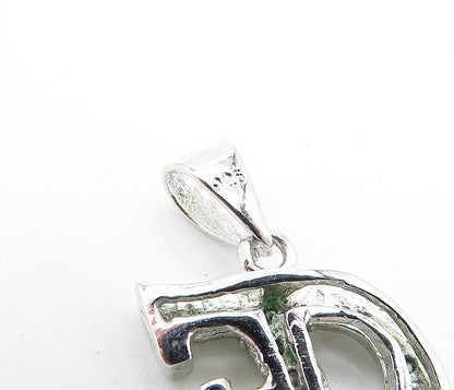 925 Sterling Silver Sparkling Topaz Letter F Initial Drop Pendant PT5350