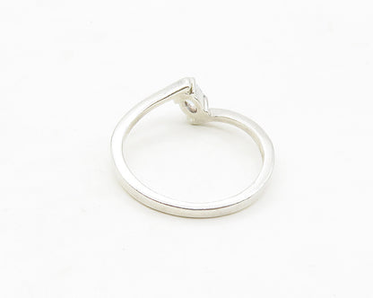925 Sterling Silver  Petite Prong Set Blue Topaz Bypass Ring Sz 7.5  RG17336