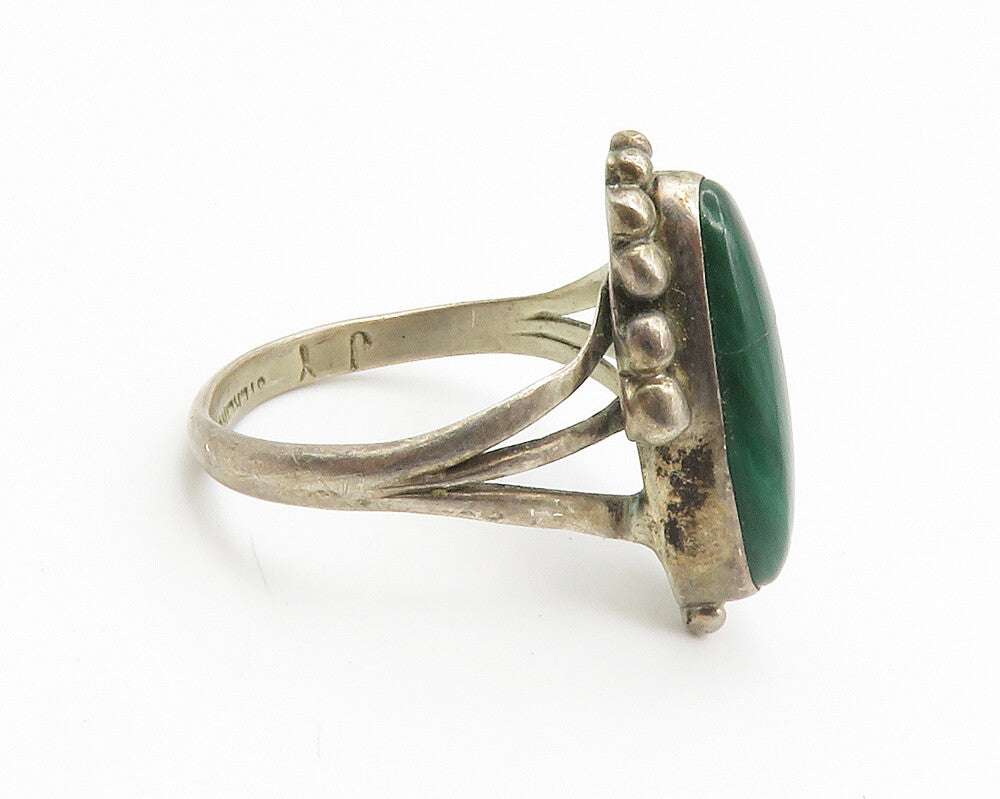 JIMMY YAZZIE NAVAJO 925 Silver  Vintage Malachite Cocktail Ring Sz 9  RG14202