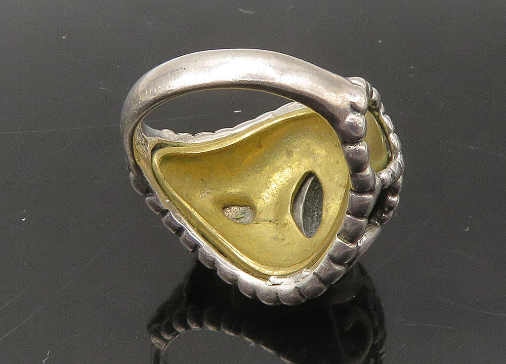 CAROLYN POLLACK 925 Silver  Vintage 2 Tone Swirl Dome Band Ring Sz 6  RG22021