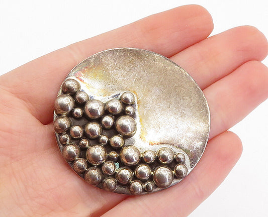 CARSI MEXICO 925 Silver  Vintage Dark Tone Modernist Bubbles Brooch Pin BP1371