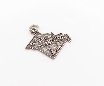925 Sterling Silver Vintage Pendant Antique Dark Tone Missouri Map Charm PT24632