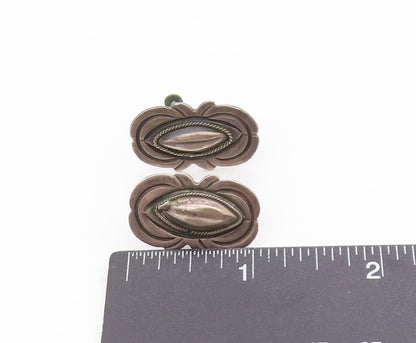 925 Sterling Silver Vintage Earrings Antique Etched Coffee Bean Design  EG13686