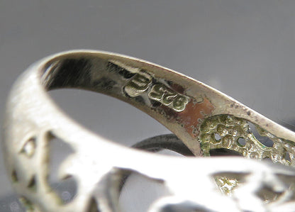 925 Sterling Silver  Vintage Mother Of Pearl Heart Cocktail Ring Sz 7  RG19939