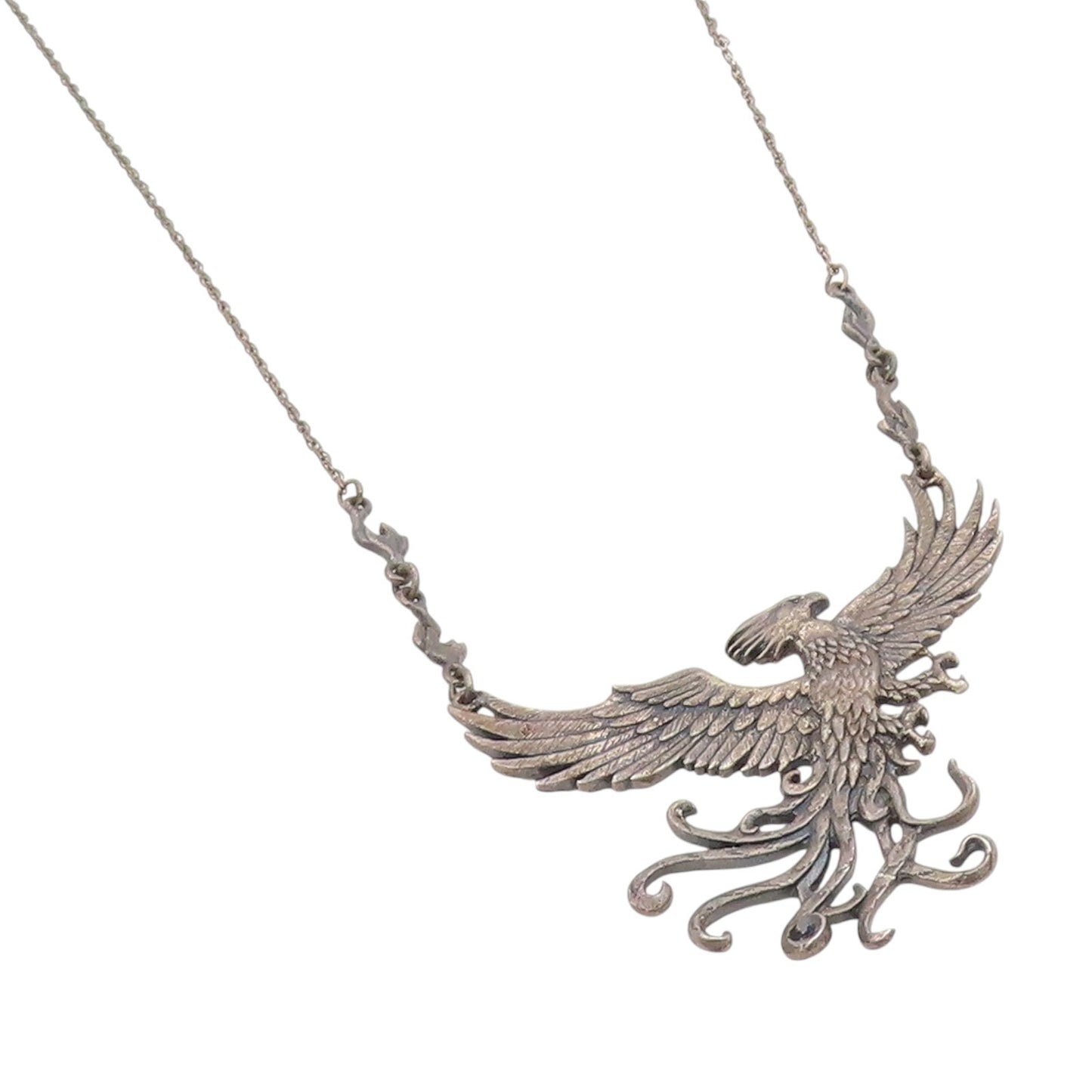 925 Sterling Silver Vintage Necklace Harry Potter Fawkes Phoenix Chain   NE4683